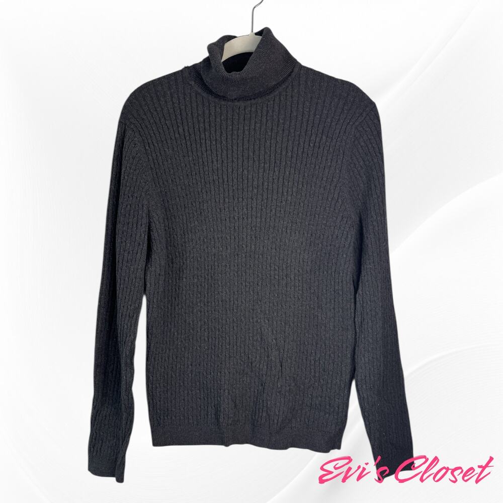 Pria Women's Grey Sweater Sz L. Long Sleeve Mock Turtle Neck